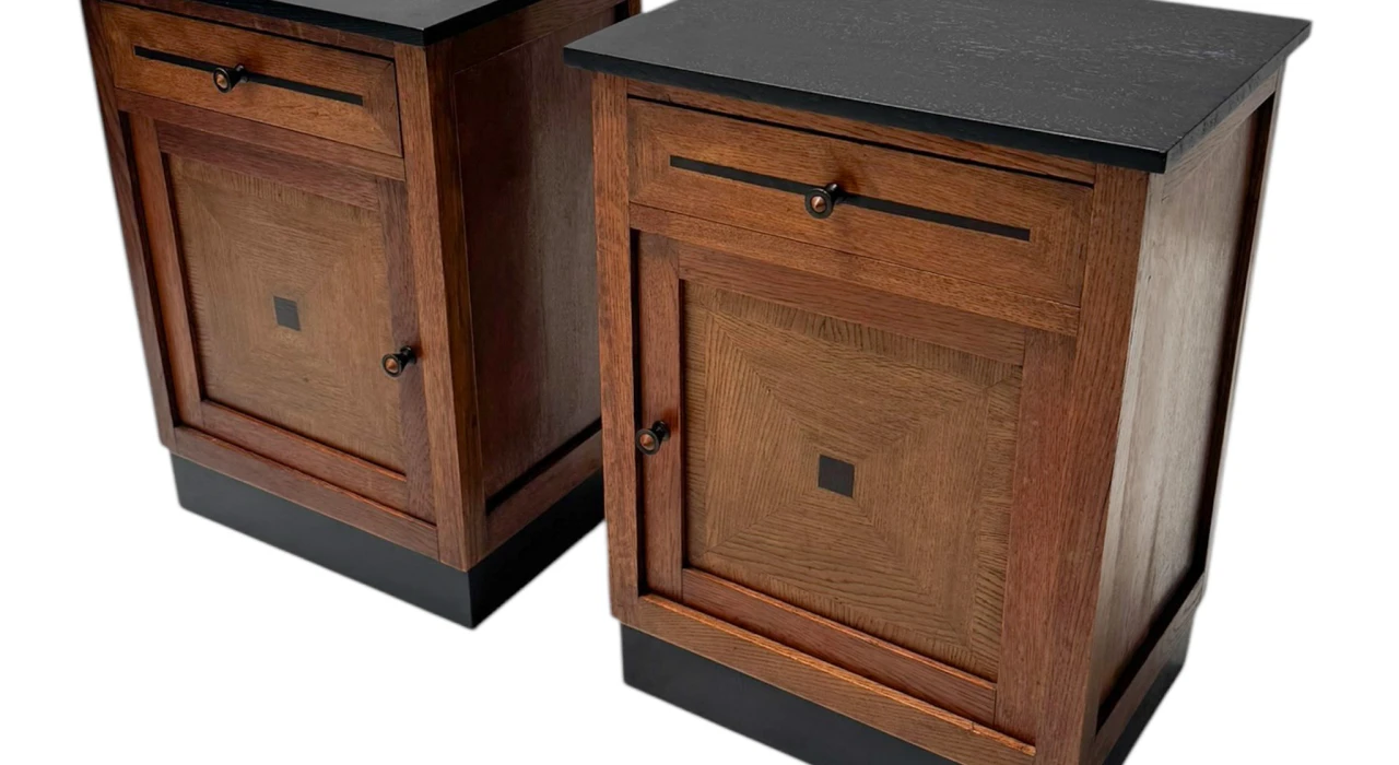 Two Art Deco Modernist Nightstands or Bedside Tables, 1920s